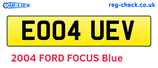 EO04UEV are the vehicle registration plates.