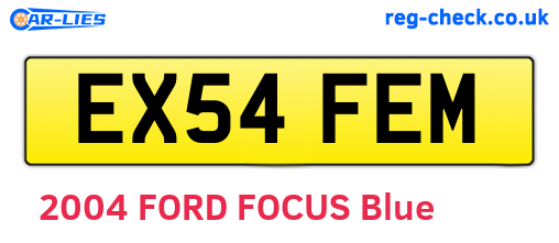 EX54FEM are the vehicle registration plates.