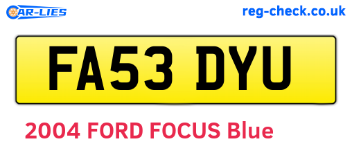 FA53DYU are the vehicle registration plates.