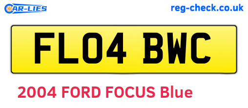FL04BWC are the vehicle registration plates.