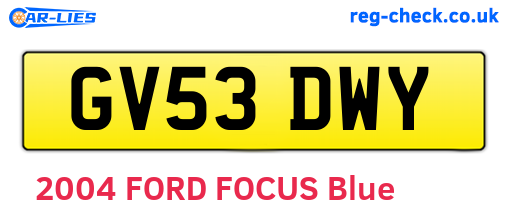 GV53DWY are the vehicle registration plates.