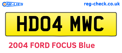 HD04MWC are the vehicle registration plates.