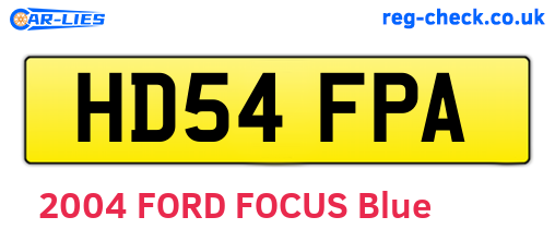 HD54FPA are the vehicle registration plates.