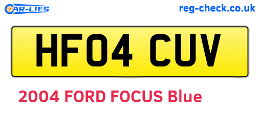 HF04CUV are the vehicle registration plates.