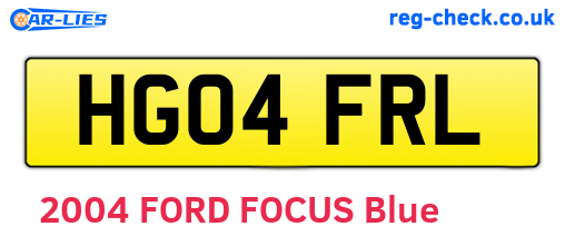 HG04FRL are the vehicle registration plates.