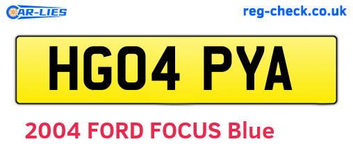 HG04PYA are the vehicle registration plates.