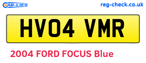 HV04VMR are the vehicle registration plates.