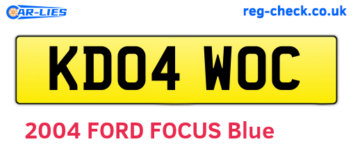 KD04WOC are the vehicle registration plates.