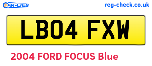 LB04FXW are the vehicle registration plates.