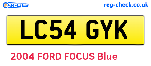 LC54GYK are the vehicle registration plates.