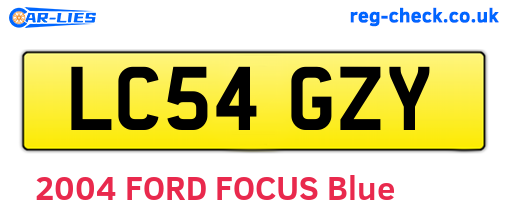 LC54GZY are the vehicle registration plates.