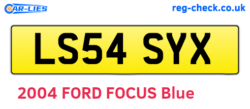 LS54SYX are the vehicle registration plates.