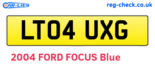 LT04UXG are the vehicle registration plates.