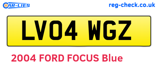 LV04WGZ are the vehicle registration plates.