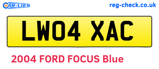 LW04XAC are the vehicle registration plates.