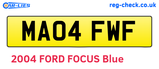 MA04FWF are the vehicle registration plates.