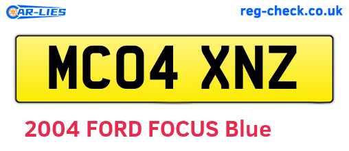 MC04XNZ are the vehicle registration plates.