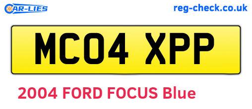 MC04XPP are the vehicle registration plates.