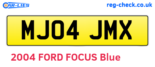 MJ04JMX are the vehicle registration plates.