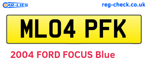 ML04PFK are the vehicle registration plates.