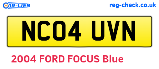 NC04UVN are the vehicle registration plates.