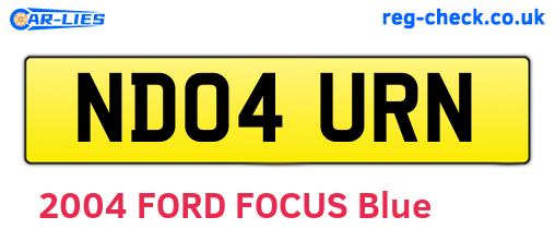 ND04URN are the vehicle registration plates.