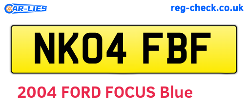 NK04FBF are the vehicle registration plates.
