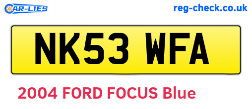 NK53WFA are the vehicle registration plates.