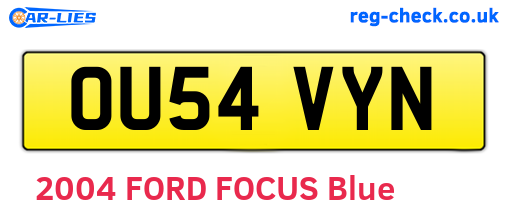 OU54VYN are the vehicle registration plates.