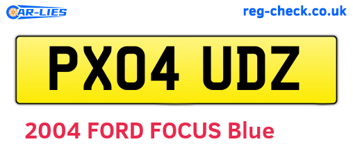 PX04UDZ are the vehicle registration plates.