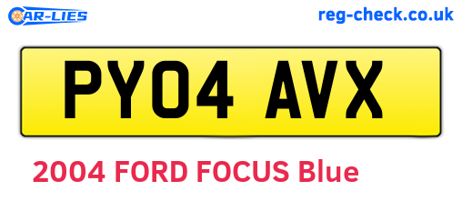 PY04AVX are the vehicle registration plates.