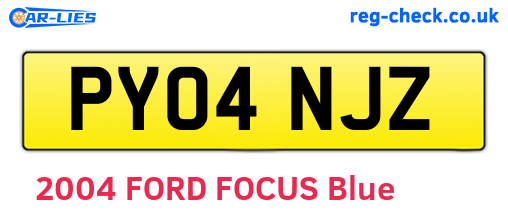 PY04NJZ are the vehicle registration plates.