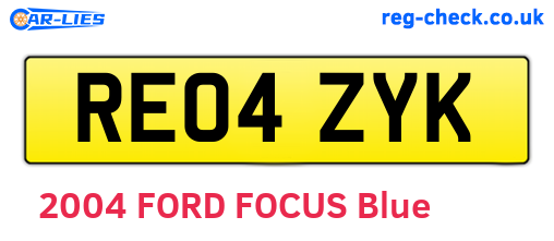 RE04ZYK are the vehicle registration plates.