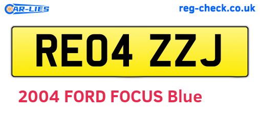 RE04ZZJ are the vehicle registration plates.