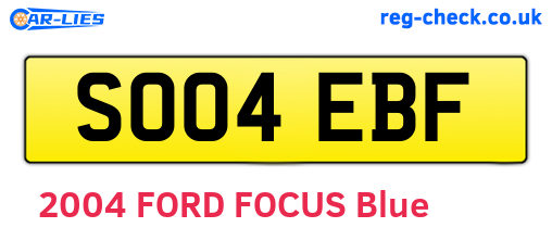 SO04EBF are the vehicle registration plates.