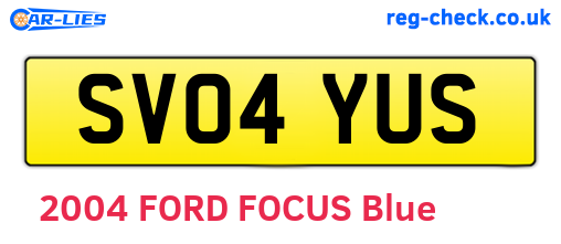 SV04YUS are the vehicle registration plates.