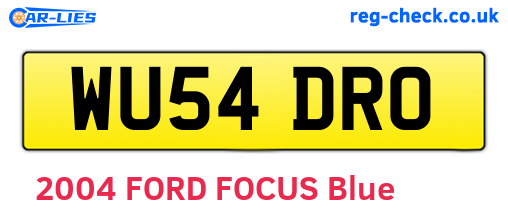 WU54DRO are the vehicle registration plates.