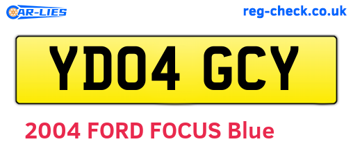 YD04GCY are the vehicle registration plates.