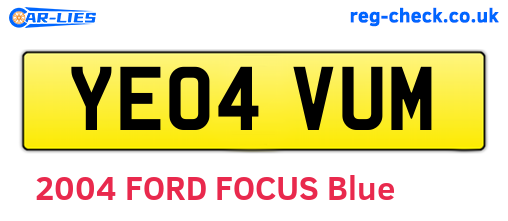 YE04VUM are the vehicle registration plates.