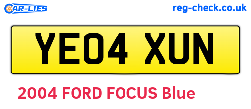 YE04XUN are the vehicle registration plates.