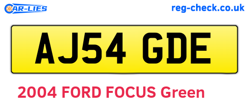 AJ54GDE are the vehicle registration plates.