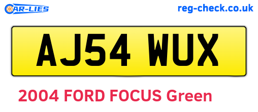 AJ54WUX are the vehicle registration plates.