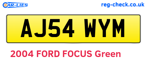 AJ54WYM are the vehicle registration plates.