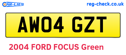 AW04GZT are the vehicle registration plates.