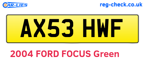 AX53HWF are the vehicle registration plates.