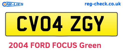 CV04ZGY are the vehicle registration plates.
