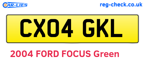 CX04GKL are the vehicle registration plates.