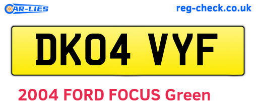 DK04VYF are the vehicle registration plates.
