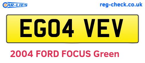 EG04VEV are the vehicle registration plates.