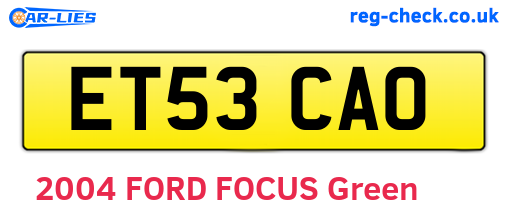 ET53CAO are the vehicle registration plates.